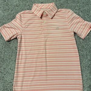 Southern Tide Pink and White Striped Polo Shirt